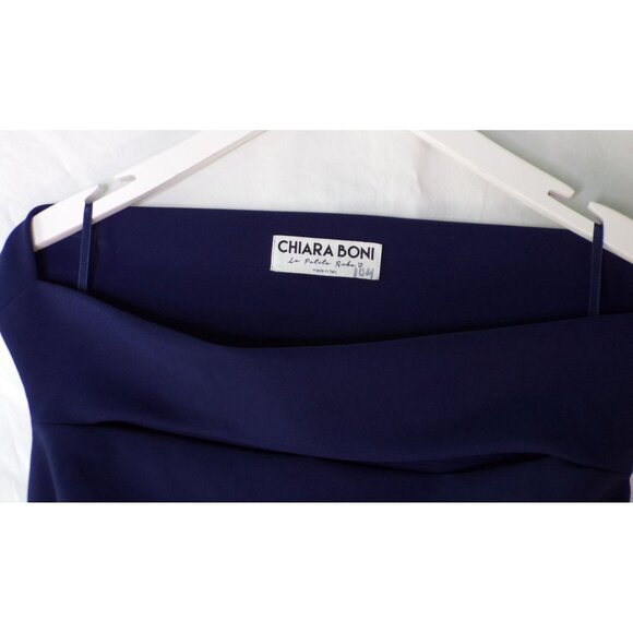 🆕CHIARA BONI Melania Off Shoulder Cocktail Jersey Dress 6 Blue - Picture 13 of 14